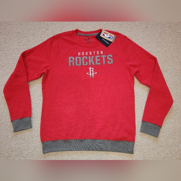 Fanatics Other - Houston Rockets Fanatics Sweatshirt Heathered Red/Grey Cuffs & Waistband Size: L